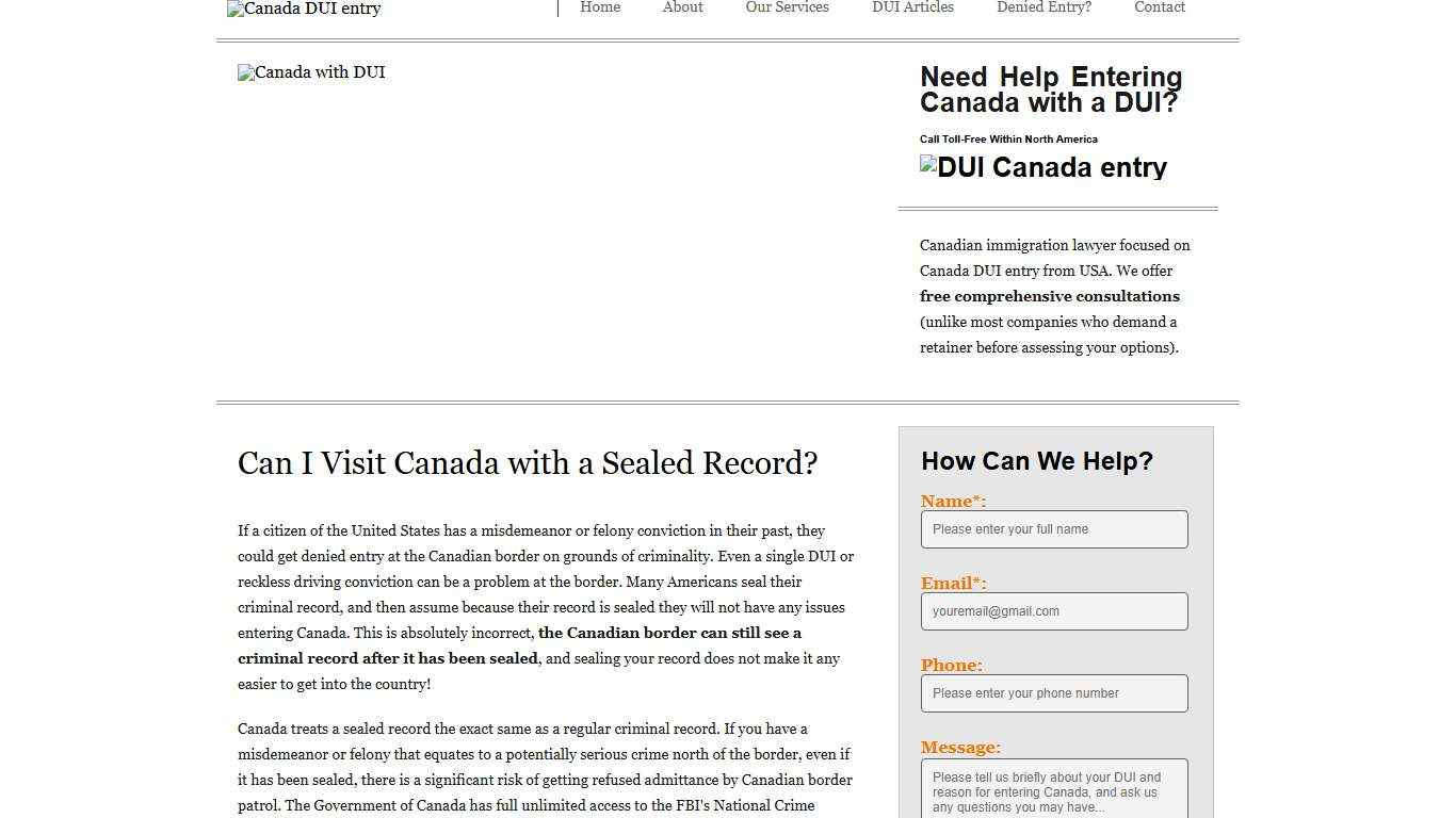 Travel to Canada with a Sealed Record